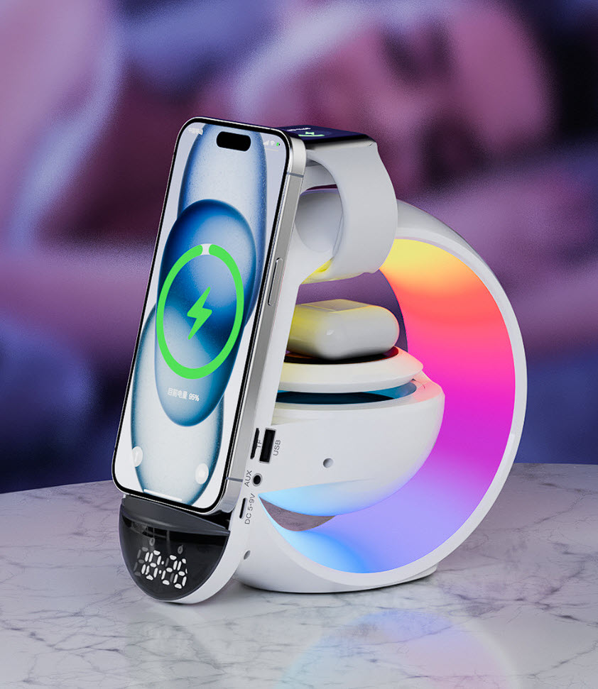 Đế sạc không dây điện thoại đồng hồ tai nghe kèm loa bluetooth GK-A1