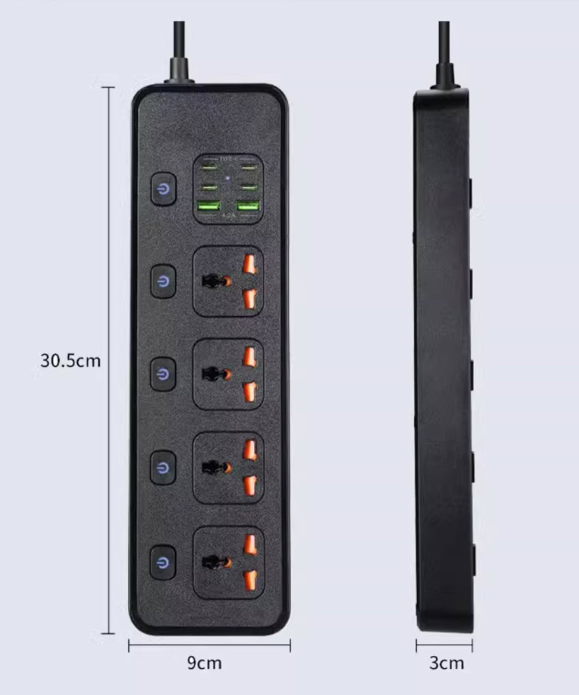 Ổ cắm điện đa năng 5 ổ 2USB-A và 3Type-C kèm sạc nhanh PD30w BKL25