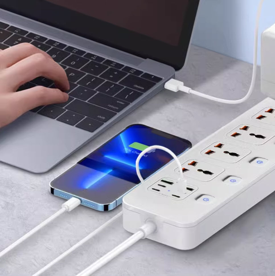 Ổ cắm điện đa năng 5 ổ 2USB-A và 3Type-C kèm sạc nhanh PD30w BKL25