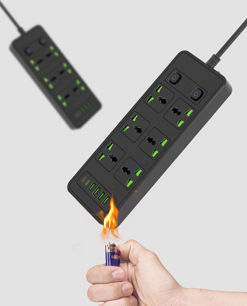 Ổ cắm điện đa năng 6 ổ, 4 USB, 2 Type-C tải 3000W 13A bảo vệ quá tải G14