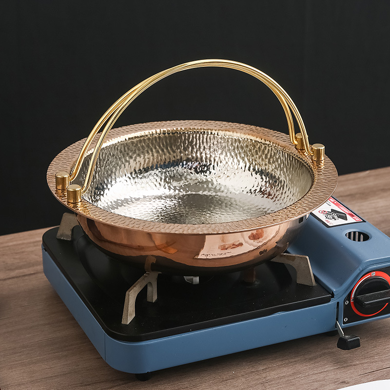 Nồi lẩu 2 ngăn inox 304 vân búa quai sách size 20-30cm SCYU2