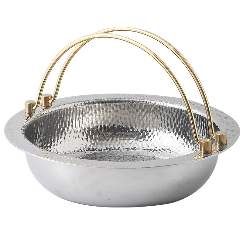 Nồi lẩu 2 ngăn inox 304 vân búa quai sách size 20-30cm SCYU2