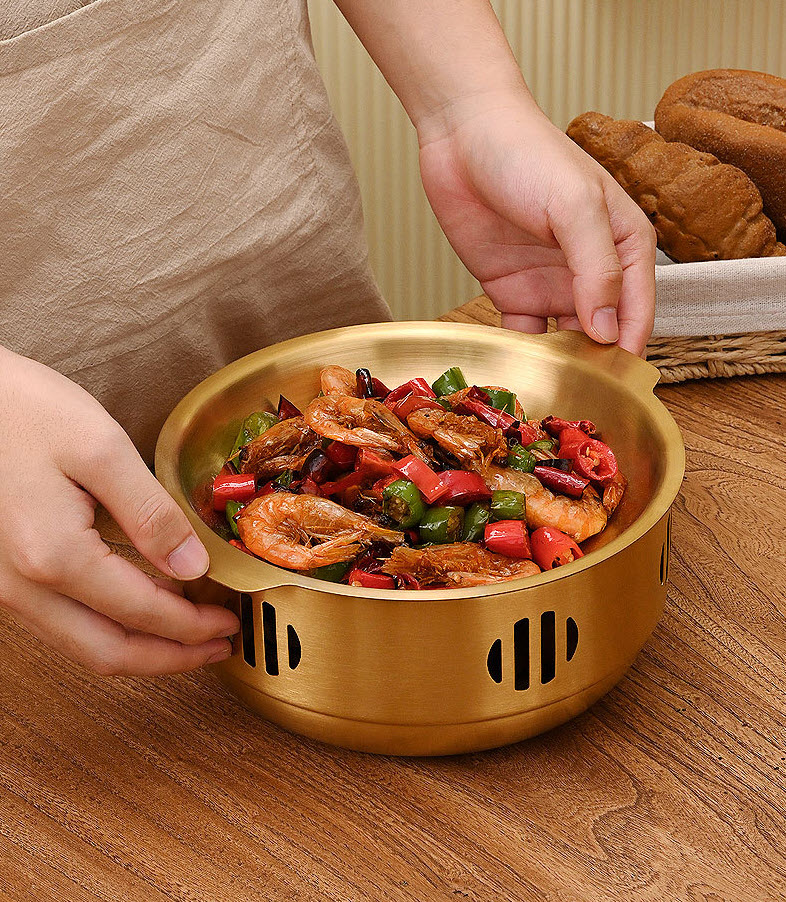 Bộ chảo bếp cồn inox 304 hâm nóng thức ăn đựng tôm hùm cua hấp lagu sườn cây C5415