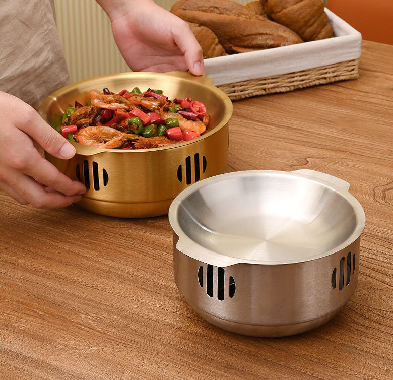 Bộ chảo bếp cồn inox 304 hâm nóng thức ăn đựng tôm hùm cua hấp lagu sườn cây C5415