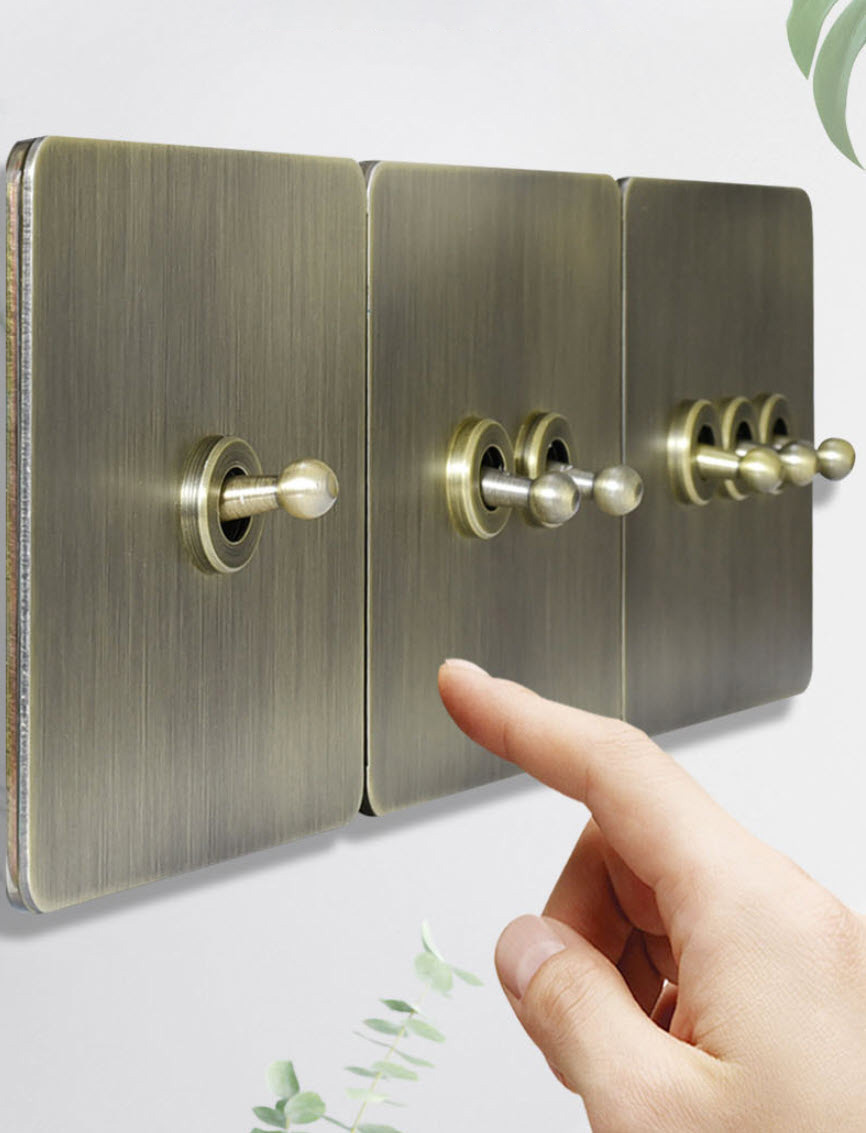 Công tắc ổ cắm âm tường mặt inox phong cách retro cổ điển HOD15 type 86