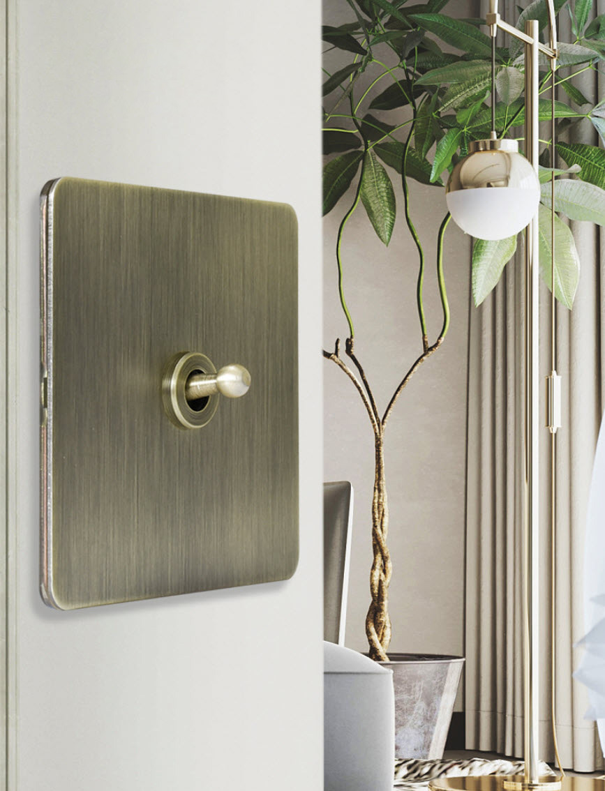 Công tắc ổ cắm âm tường mặt inox phong cách retro cổ điển HOD15 type 86