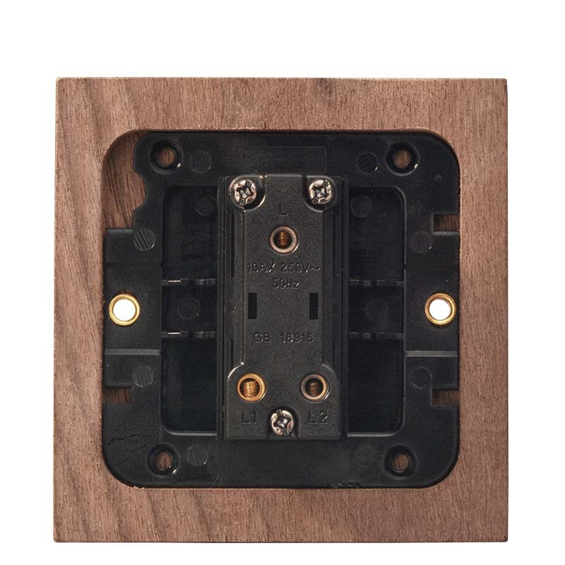 Công tắc ổ cắm âm tường mặt gỗ quả Óc chó HOD22 toggle dạ quang type 86