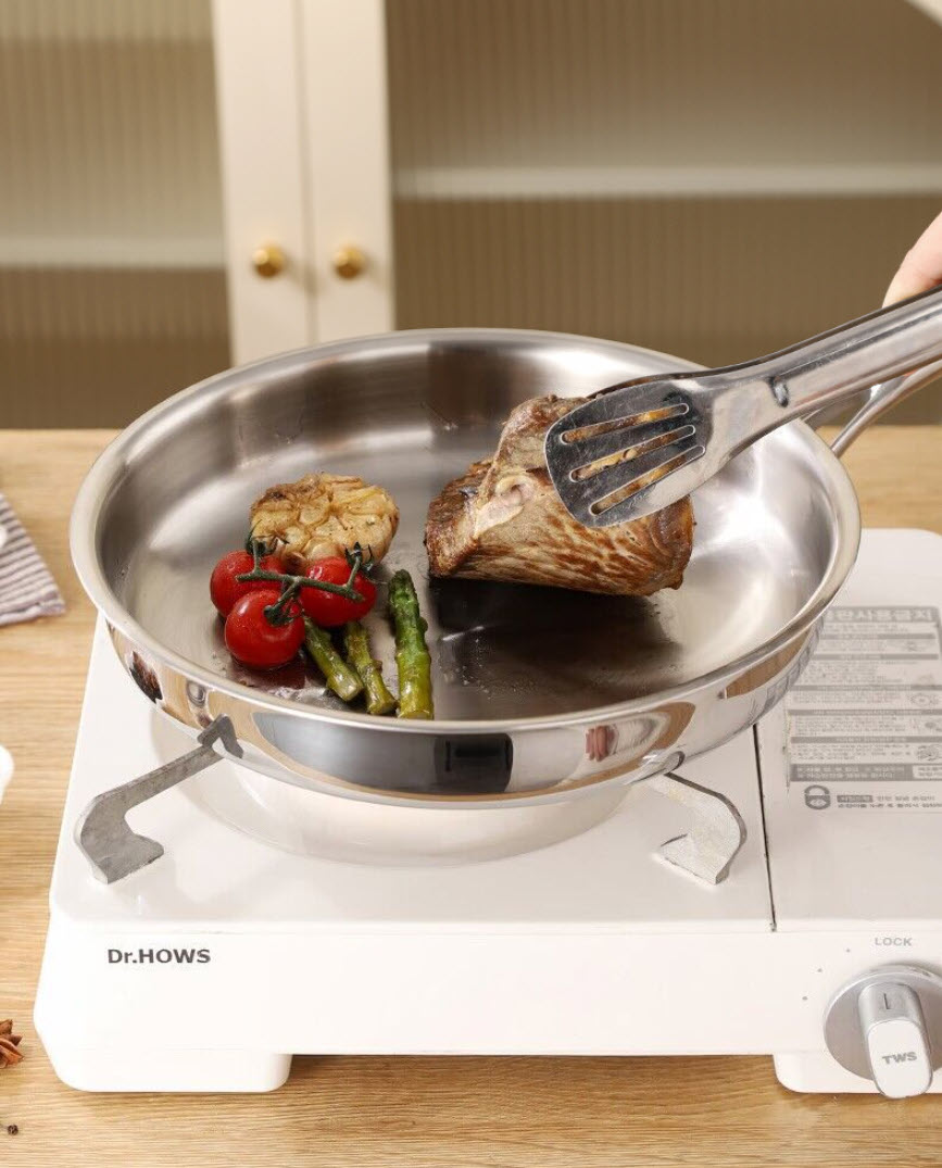 Chảo inox y tế 316 đáy bằng chiên xào thịt cá KQ014