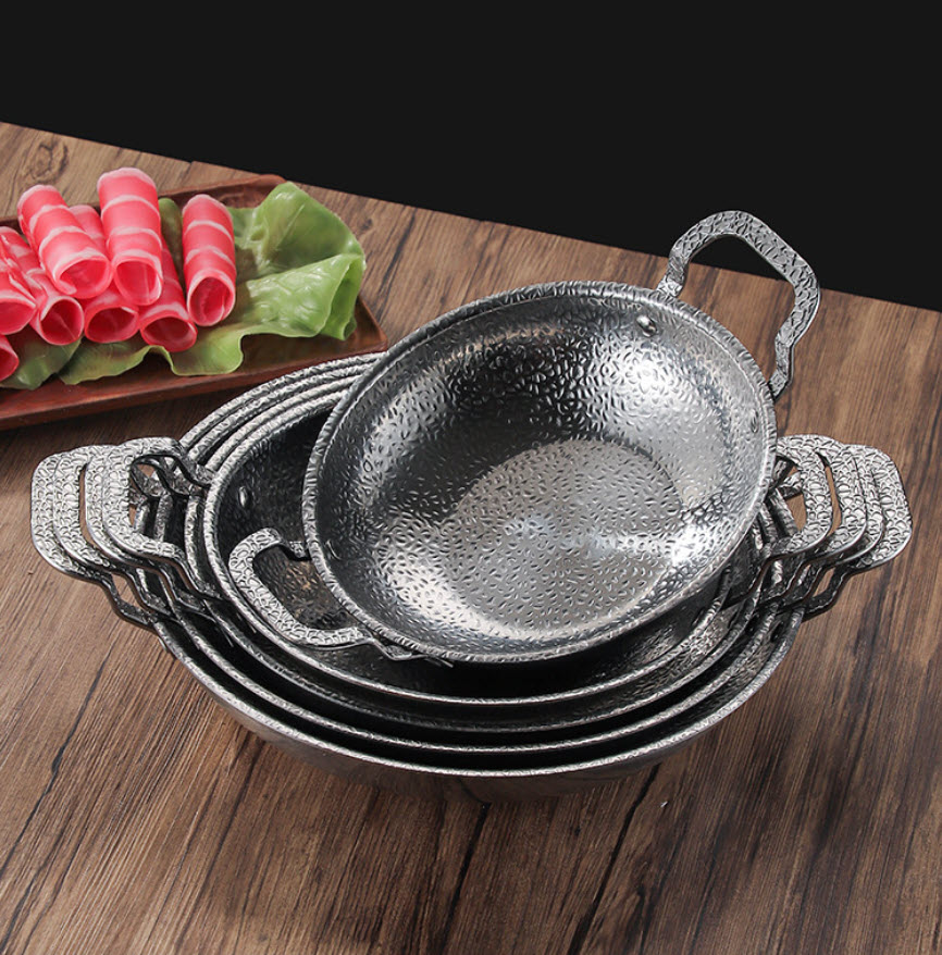 Nồi đựng seafood nồi lẩu nhúng vân búa inox 201 CCD016