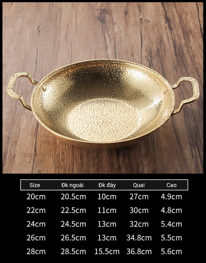 Nồi đựng seafood nồi lẩu nhúng vân búa inox 201 CCD016