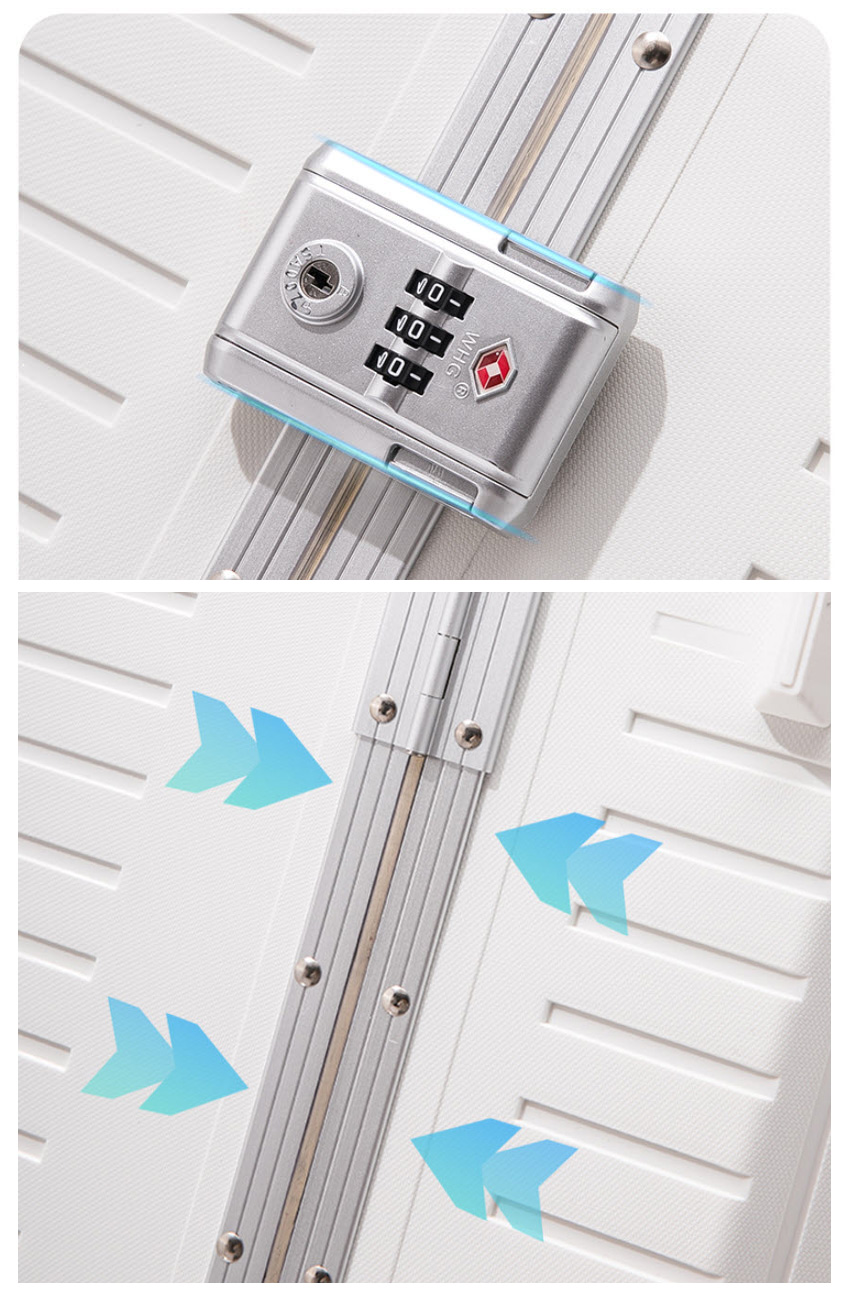 Vali kéo du lịch khóa đôi TSA viền nhôm cổng sạc USB size 24-32inch PH9019