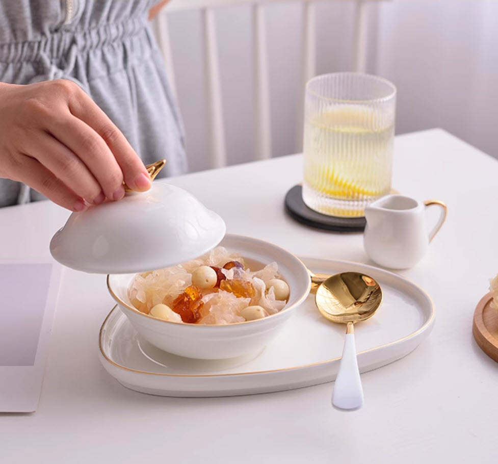 Bộ thố chưng Yến súp Bào Ngư Hải Sâm Vi Cá đựng Chè tráng miệng 180ml SN105