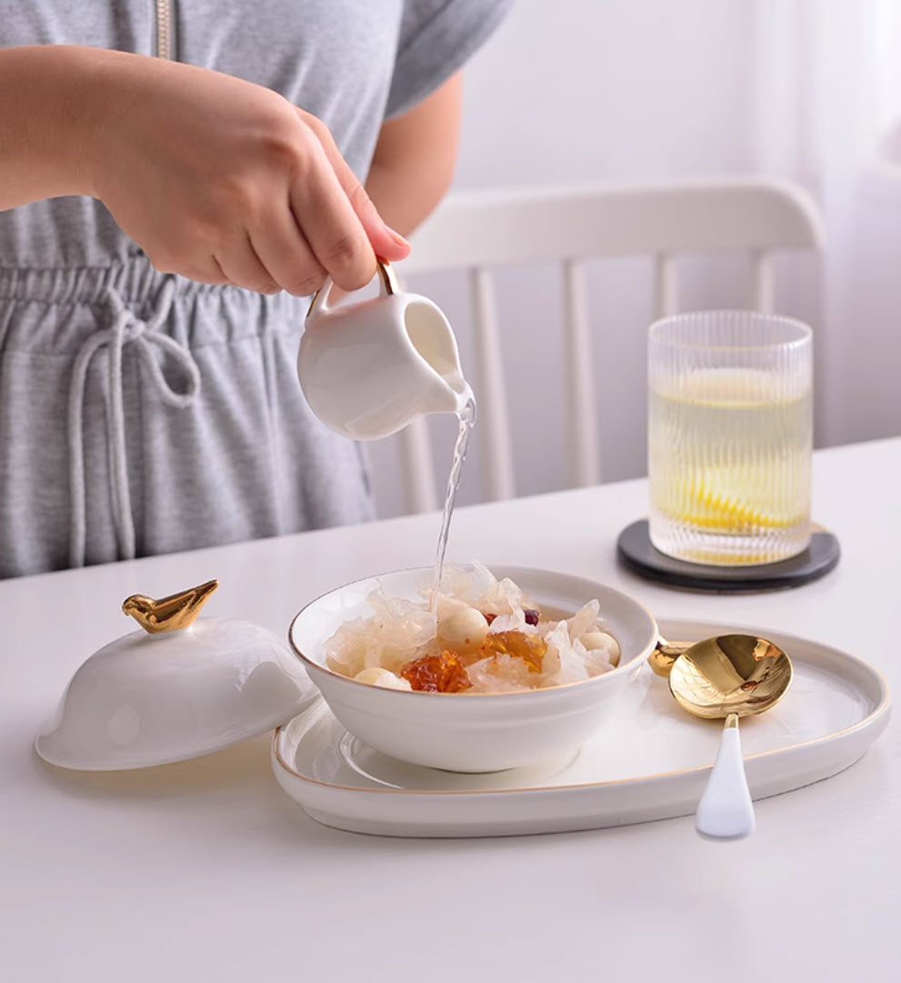 Bộ thố chưng Yến súp Bào Ngư Hải Sâm Vi Cá đựng Chè tráng miệng 180ml SN105