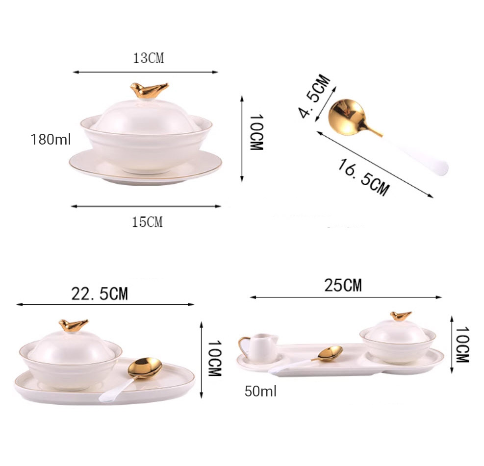 Bộ thố chưng Yến súp Bào Ngư Hải Sâm Vi Cá đựng Chè tráng miệng 180ml SN105