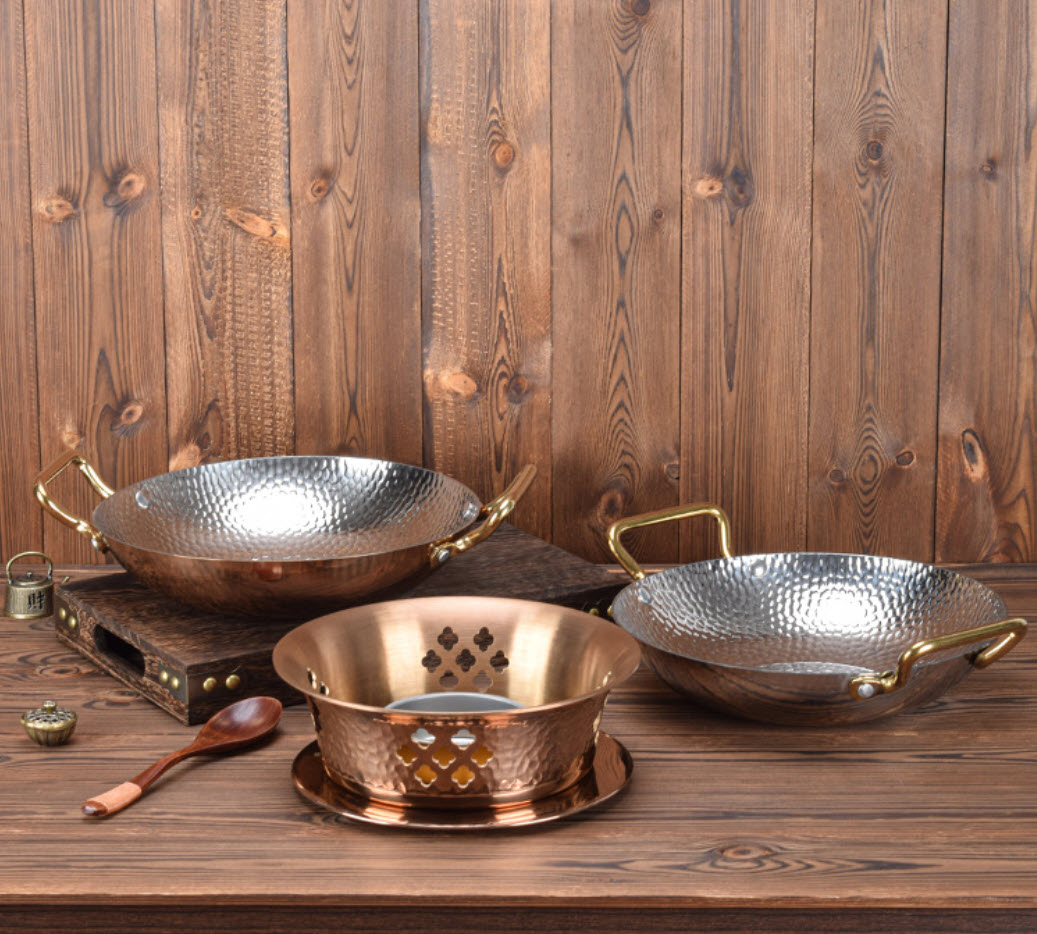 Bộ chảo inox 304 kèm bếp cồn nồi lẩu khô vân búa size 20-26cm OEM SC06