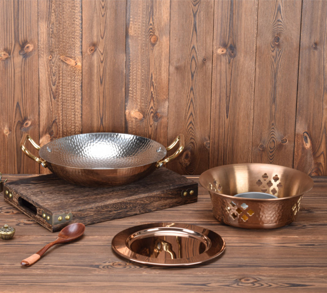 Bộ chảo inox 304 kèm bếp cồn nồi lẩu khô vân búa size 20-26cm OEM SC06