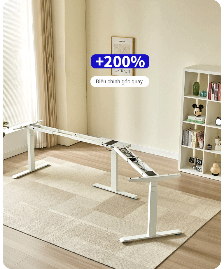 Chân bàn nâng hạ thông minh chữ L có thể tùy chỉnh góc 3 động cơ chịu tải 100kg Boster B16