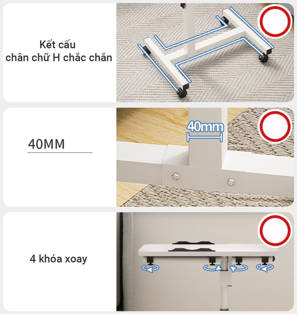 Bàn làm việc di động 40x60 điều chỉnh góc nghiêng bàn máy tính di động nâng hạ thông minh LXT305