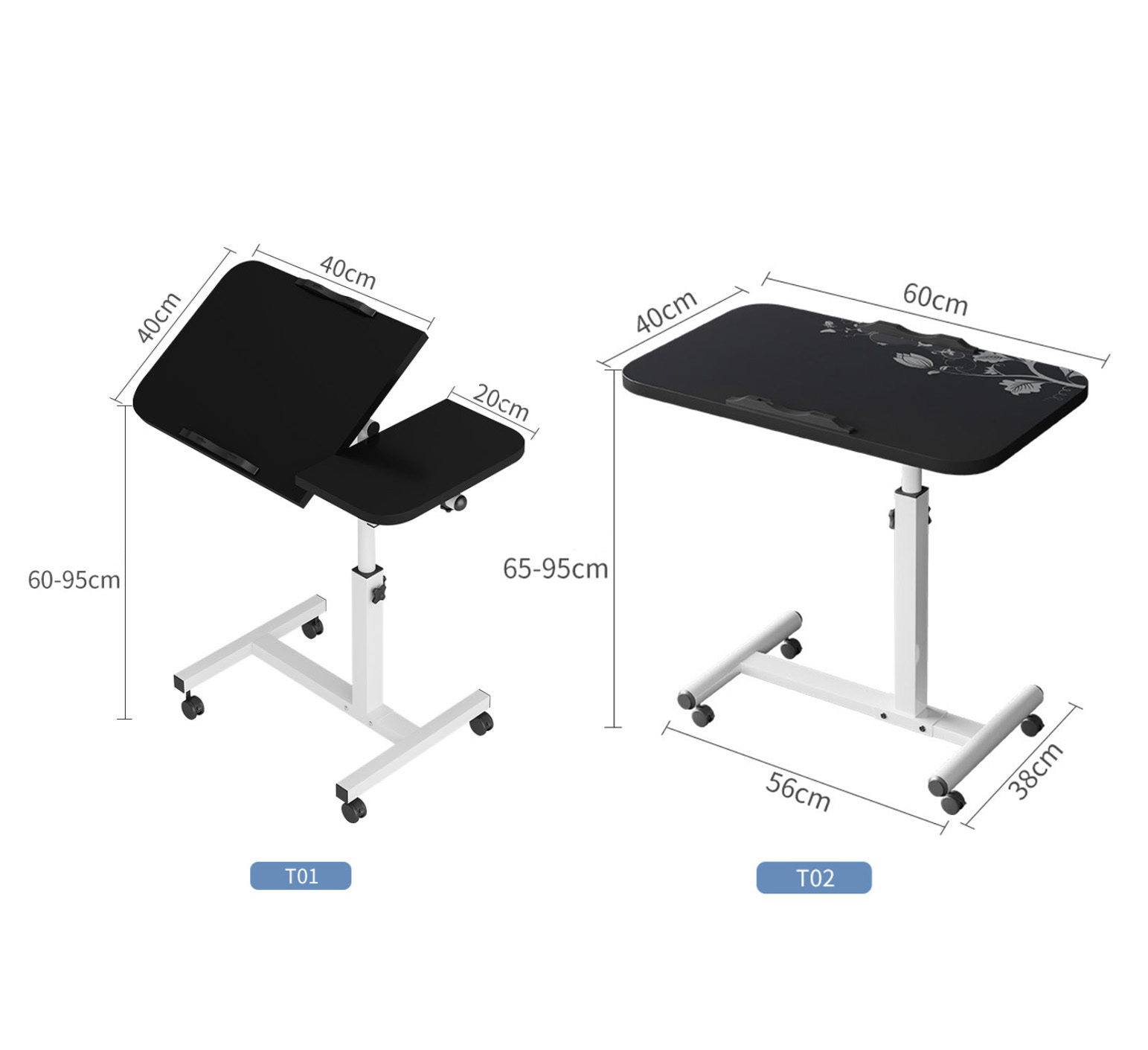 Bàn làm việc di động 40x60 điều chỉnh góc nghiêng bàn máy tính di động nâng hạ thông minh LXT305