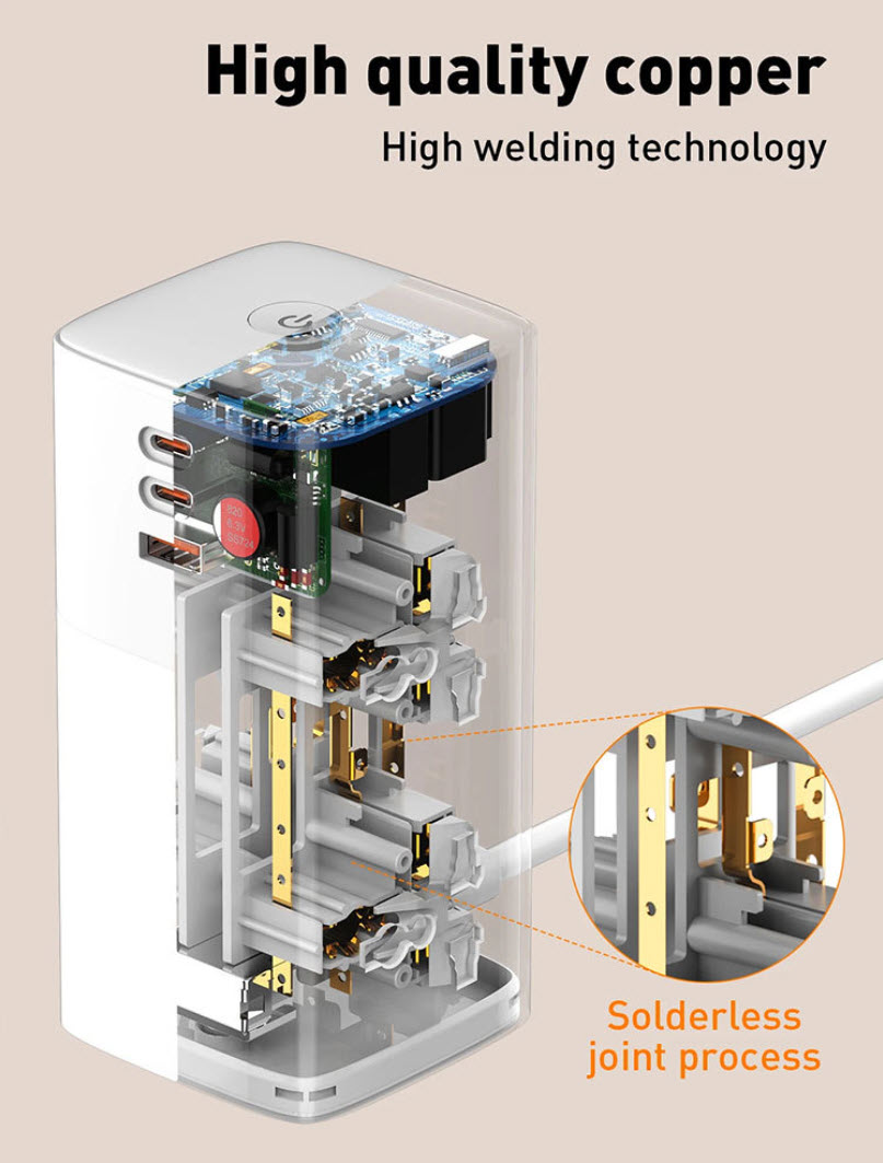 Ổ cắm tháp để bàn 4 cổng kèm sạc nhanh QC 70W LDINO SC4383