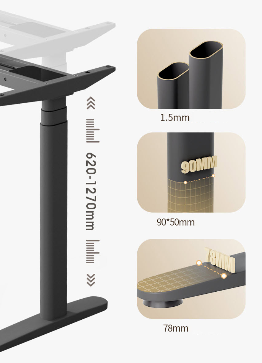 Chân bàn nâng hạ thông minh 2 động cơ cho mặt bàn 120~200cm chịu tải 120kg Benein E22Y-03