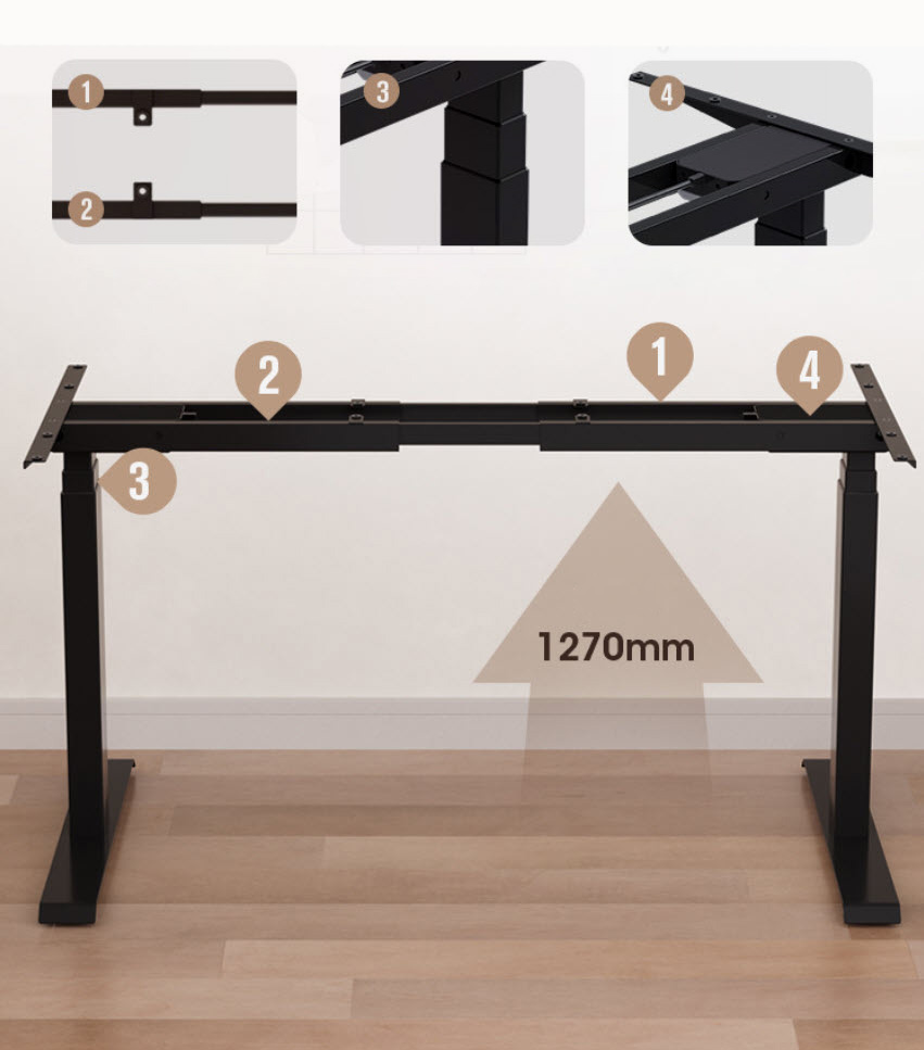 Chân bàn nâng hạ thông minh 2 động cơ cho mặt bàn 120~200cm chịu tải 120kg Benein R22Y-03