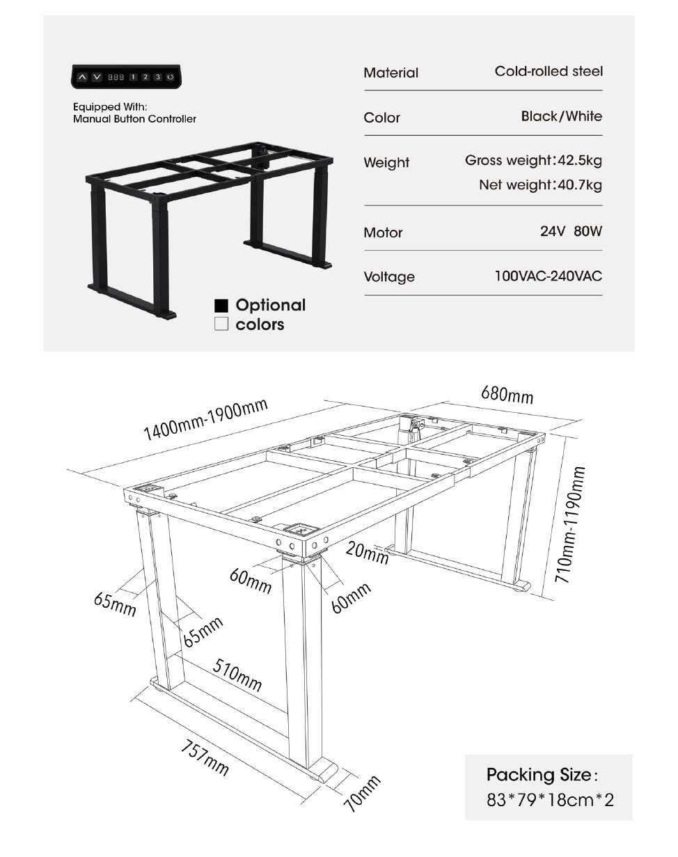 Chân bàn nâng hạ thông minh cho bàn ăn và bàn họp Benein R24J-02 mẫu 2 động cơ