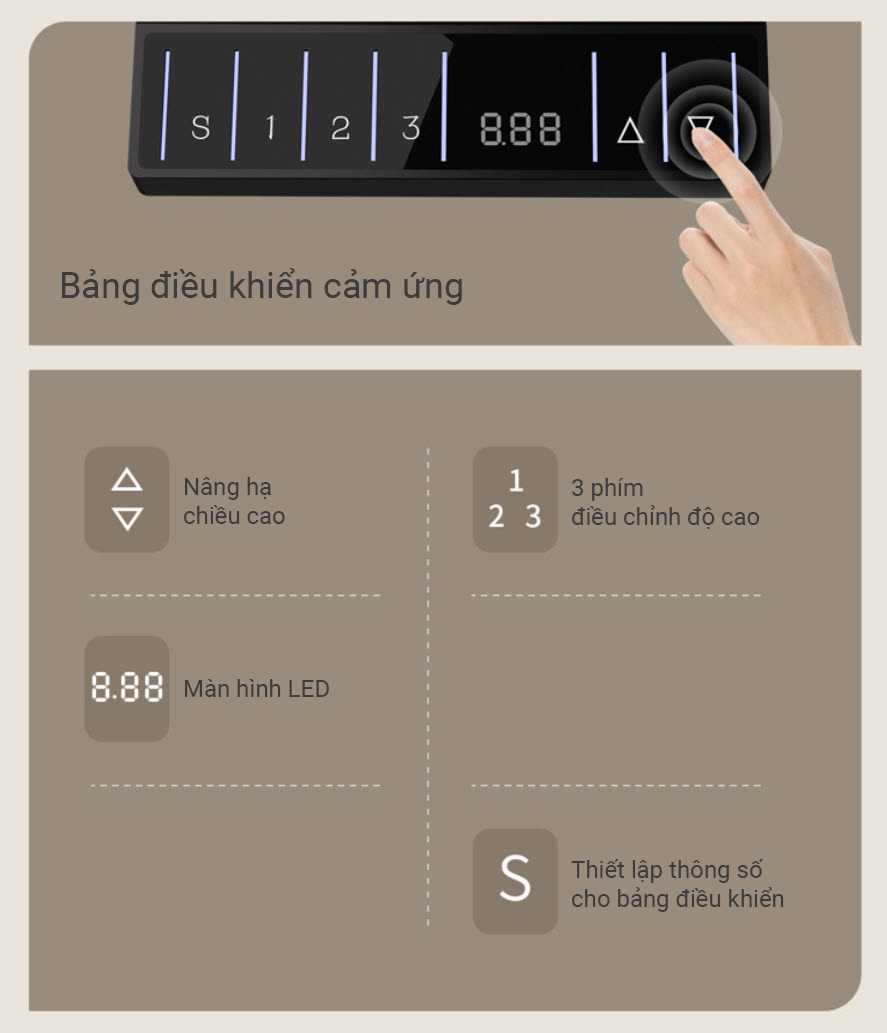 Chân bàn nâng hạ thông minh cho bàn chữ L Benein R33J-Z2 mẫu 3 động cơ