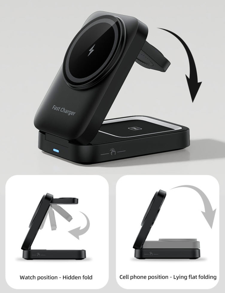 Đế sạc nhanh không dây từ tính 4in1 HT553 chuẩn QC3.0 23W có đèn LED