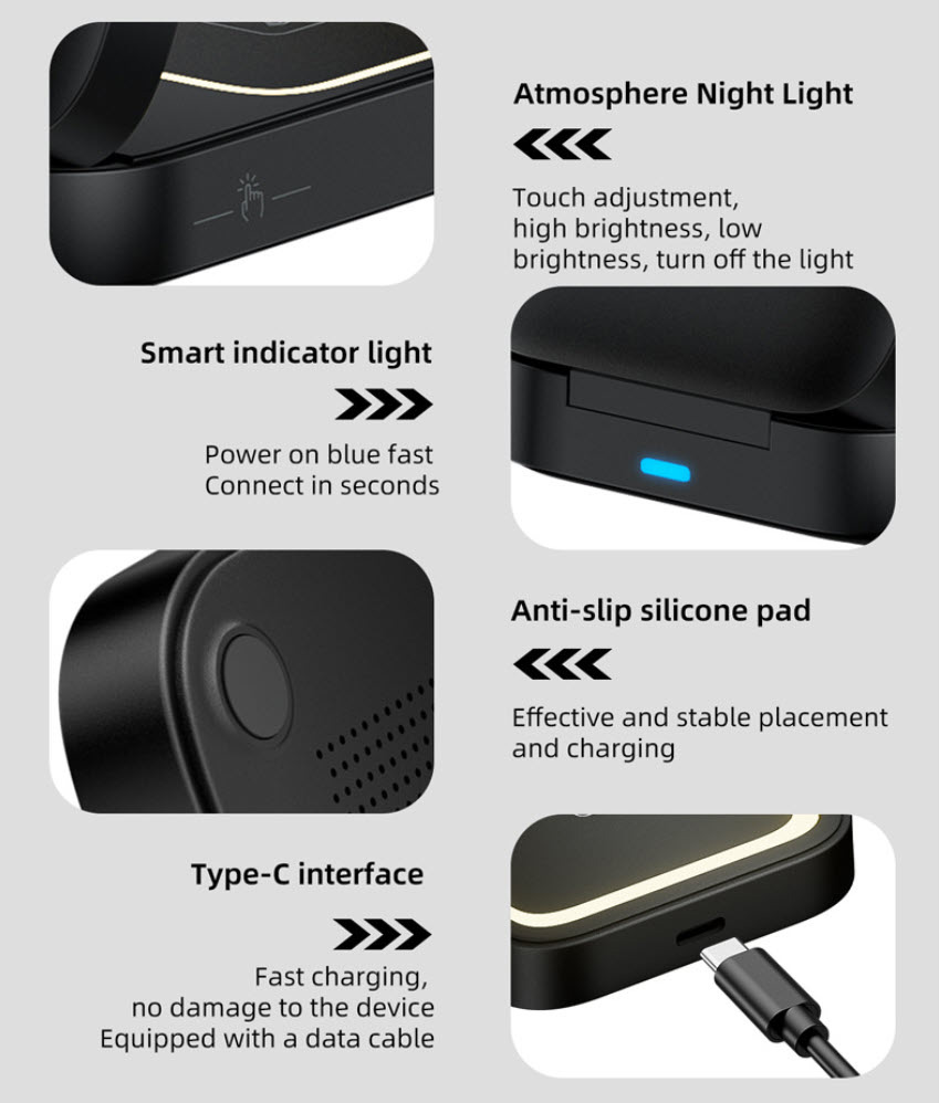 Đế sạc nhanh không dây từ tính 4in1 HT553 chuẩn QC3.0 23W có đèn LED