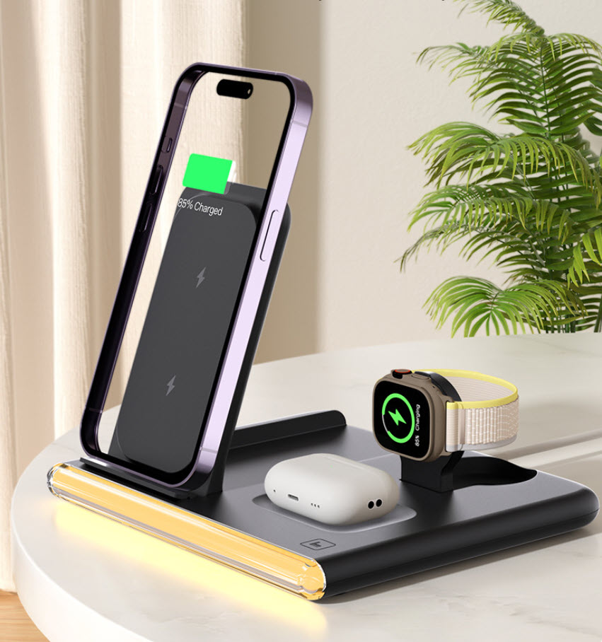 Đế sạc nhanh không dây 3in1 HT-C27 23W có đèn LED