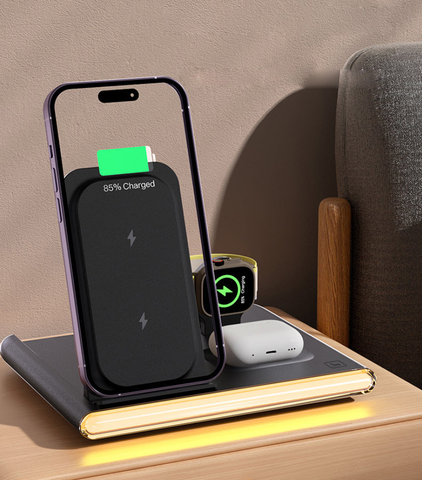 Đế sạc nhanh không dây 3in1 HT-C27 23W có đèn LED