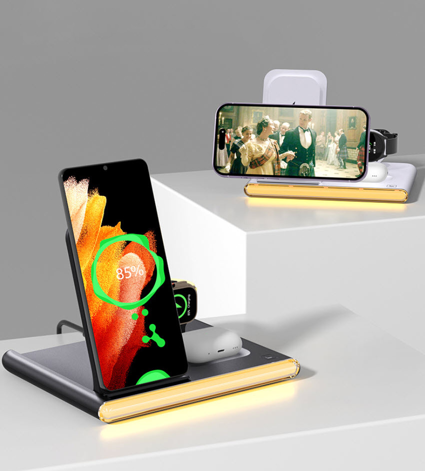 Đế sạc nhanh không dây 3in1 HT-C27 23W có đèn LED