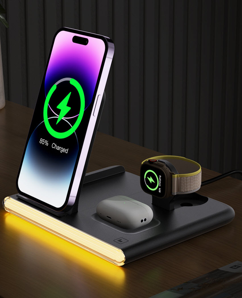 Đế sạc nhanh không dây 3in1 HT-C27 23W có đèn LED