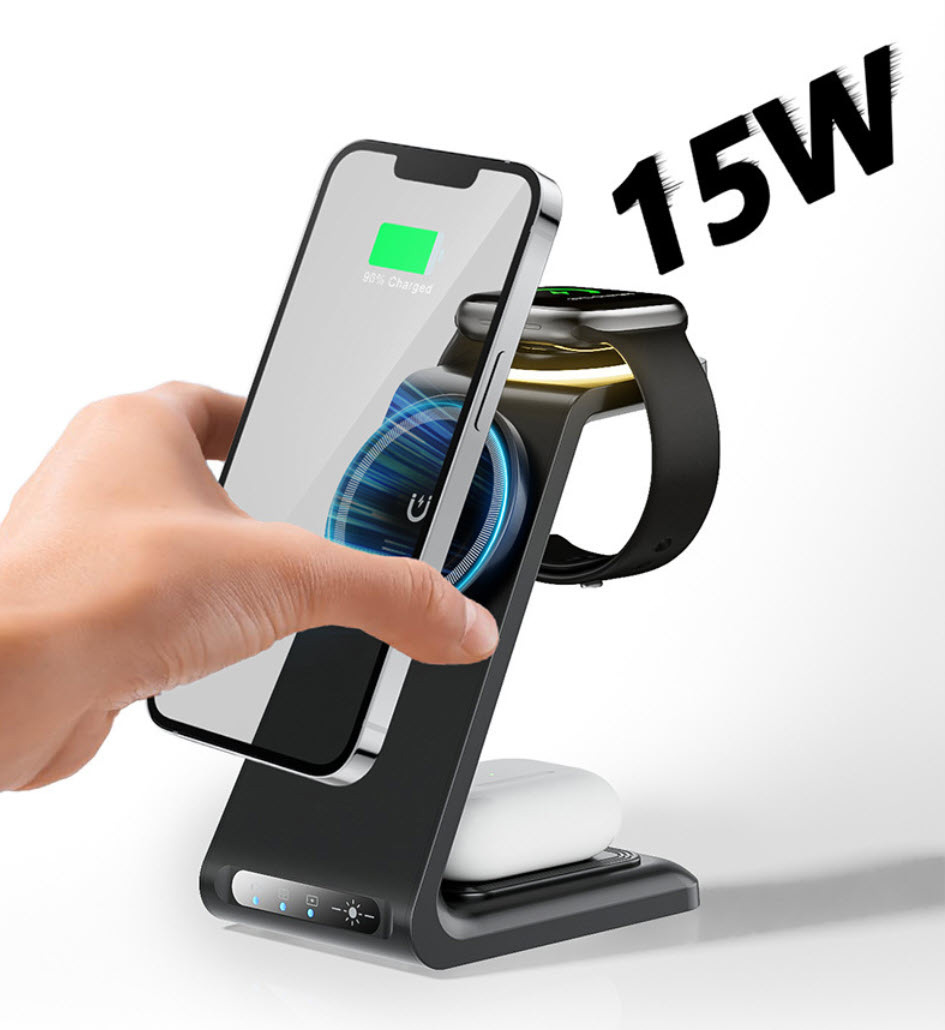 Đế sạc nhanh không dây từ tính 3in1 HT-C28 23W có đèn LED