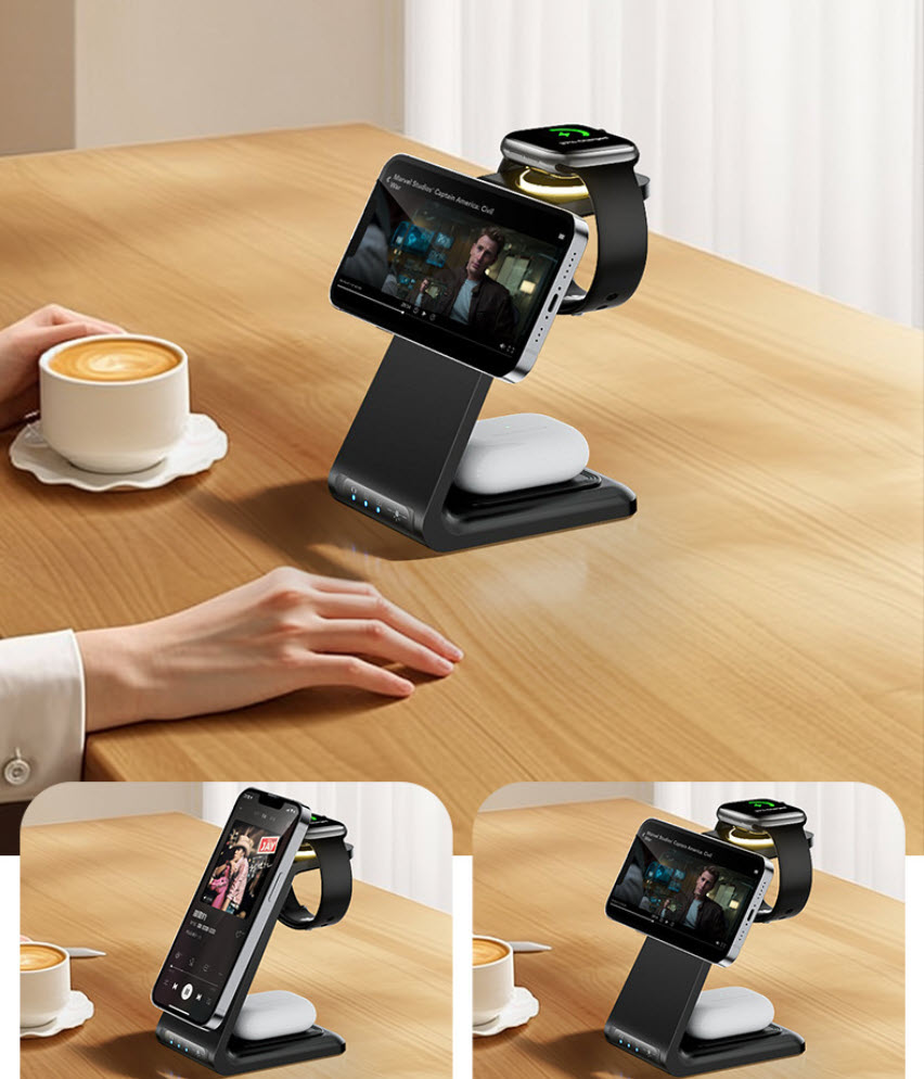 Đế sạc nhanh không dây từ tính 3in1 HT-C28 23W có đèn LED