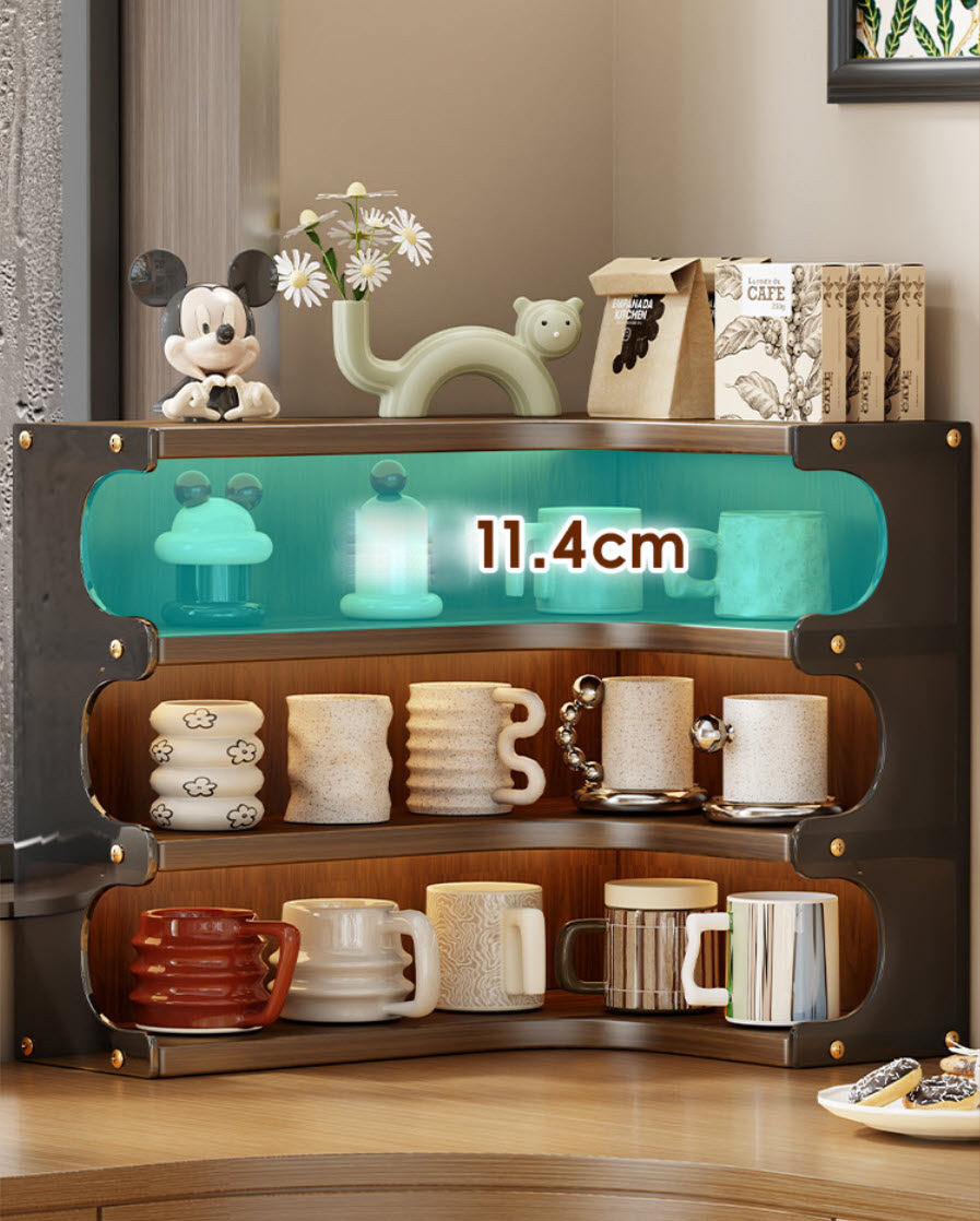 Kệ để mỹ phẩm trang sức kệ ly để bàn THC11 chất liệu acrylic và gỗ