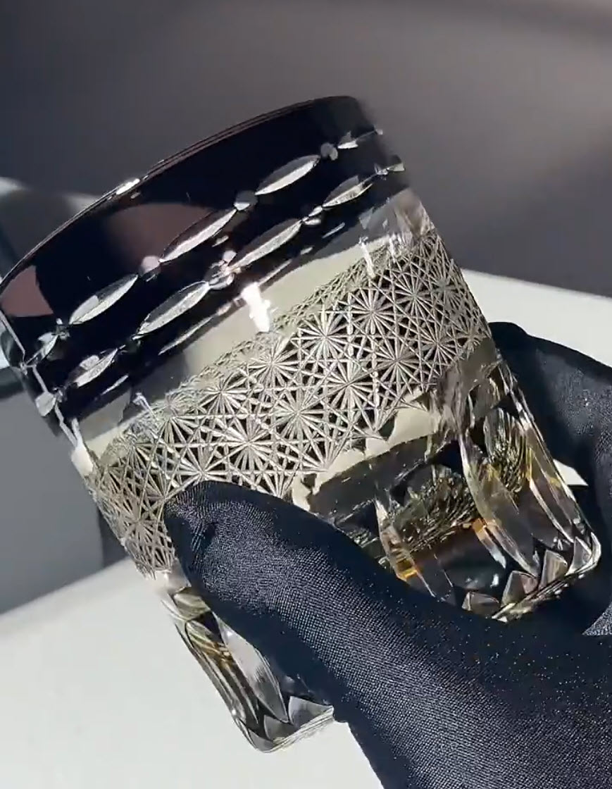 Ly whisky pha lê 280ml chế tác thủ công Edo Kiriko mẫu Meteor Daiyue Vianasa VS3231