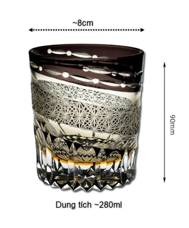 Ly whisky pha lê 280ml chế tác thủ công Edo Kiriko mẫu Meteor Daiyue Vianasa VS3231