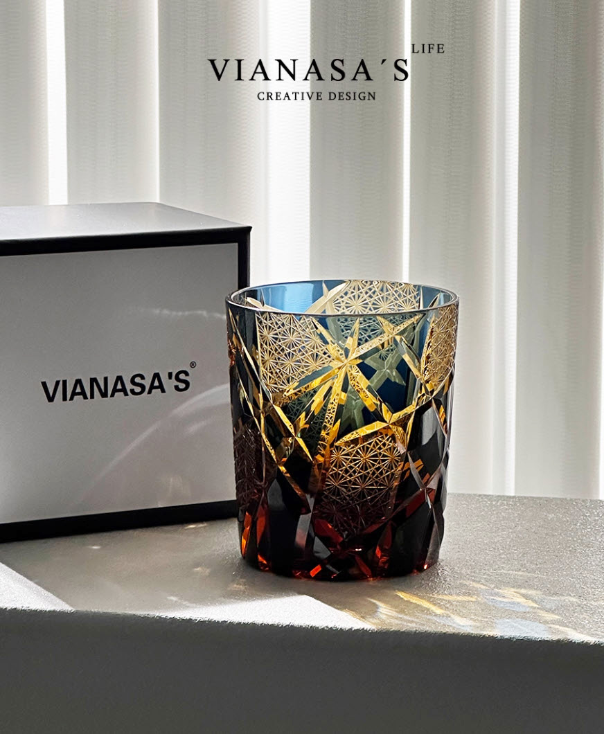 Ly whisky pha lê 280ml chế tác thủ công Edo Kiriko mẫu Ragnarok Vianasa VS2323