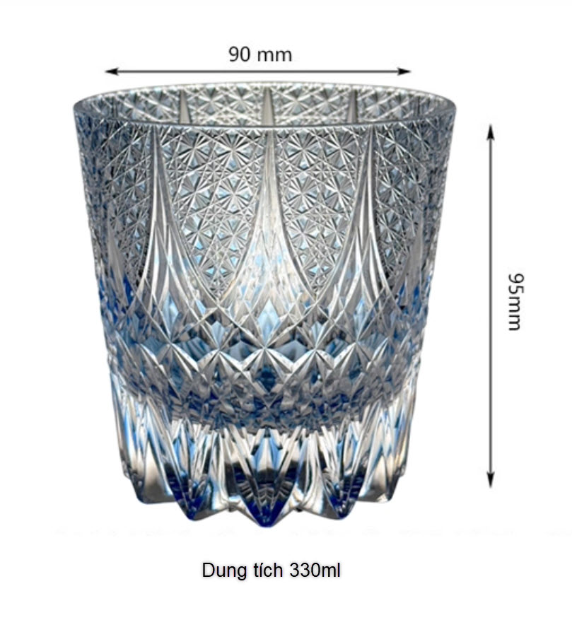 Ly whisky pha lê 330ml chế tác thủ công Edo Kiriko mẫu Eternal Star Vianasa VS3424