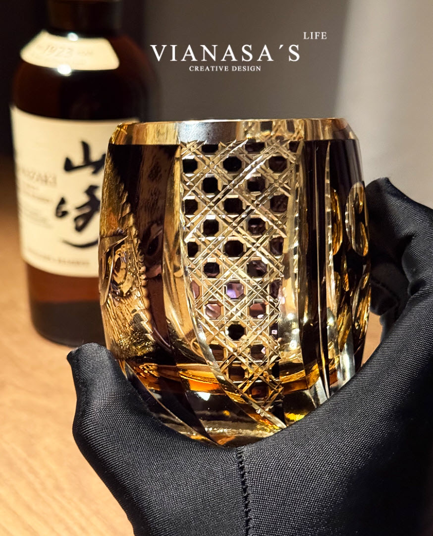 Ly whisky pha lê 280ml chế tác thủ công Edo Kiriko mẫu Owl Vianasa VS3434A