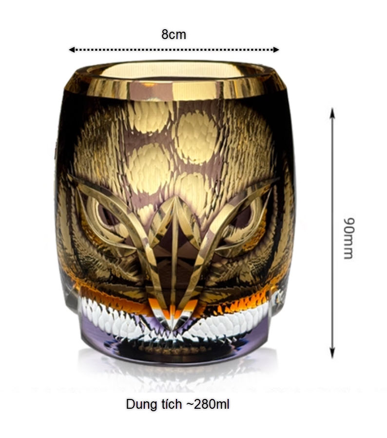 Ly whisky pha lê 280ml chế tác thủ công Edo Kiriko mẫu Owl Vianasa VS3434A