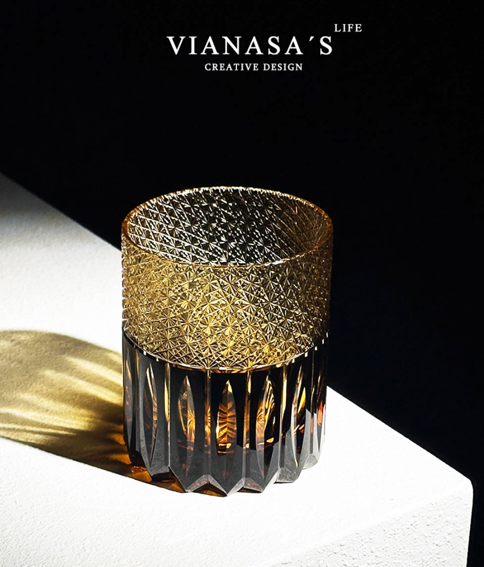Ly whisky pha lê 280ml chế tác thủ công Edo Kiriko mẫu Glowing Day Vianasa VS3121
