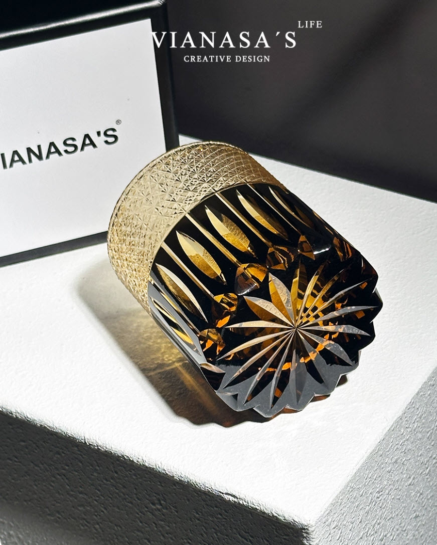 Ly whisky pha lê 280ml chế tác thủ công Edo Kiriko mẫu Glowing Day Vianasa VS3121