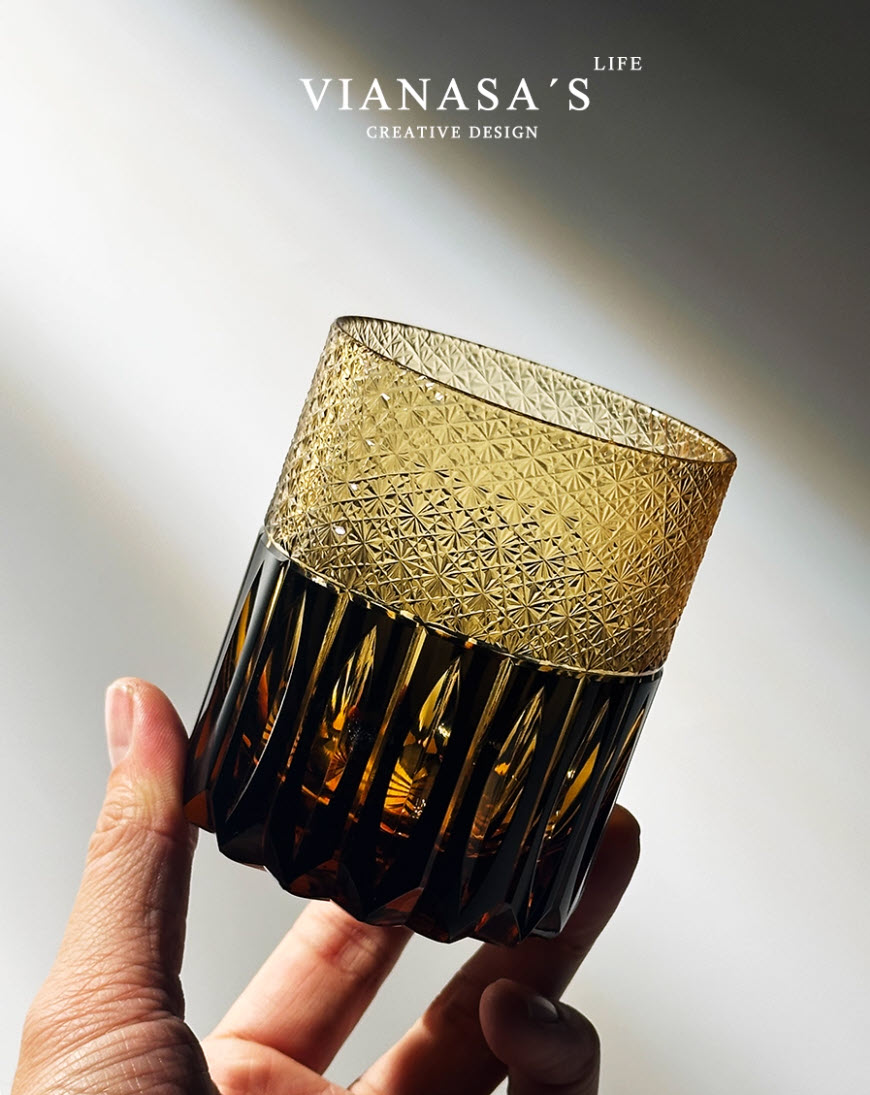 Ly whisky pha lê 280ml chế tác thủ công Edo Kiriko mẫu Glowing Day Vianasa VS3121