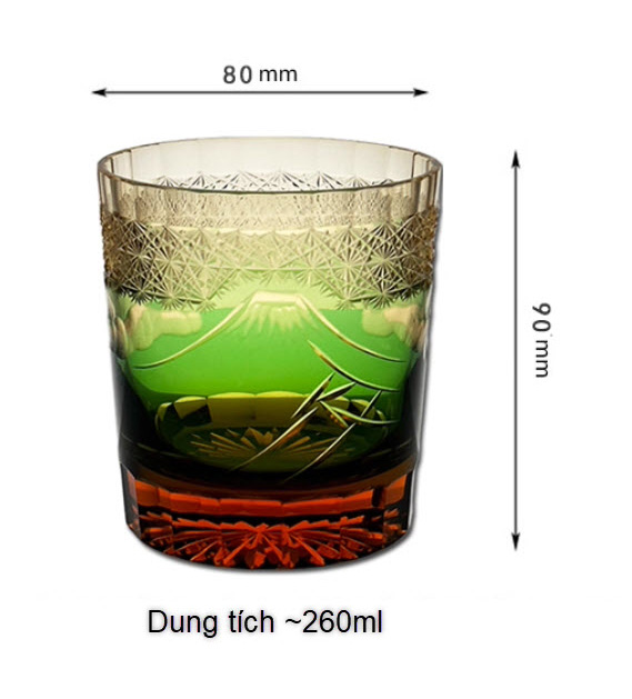 Ly whisky pha lê 260ml chế tác thủ công Edo Kiriko mẫu Fuji Mt Vianasa VS2525