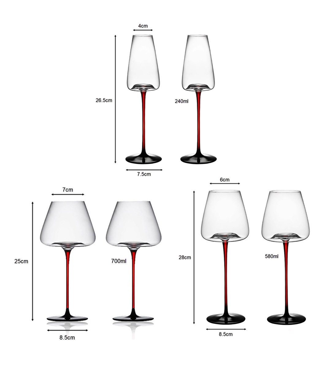 Ly vang đỏ pha lê 580ml chế tác thủ công Edo Kiriko mẫu British Burgundy Light Vianasa VS32323