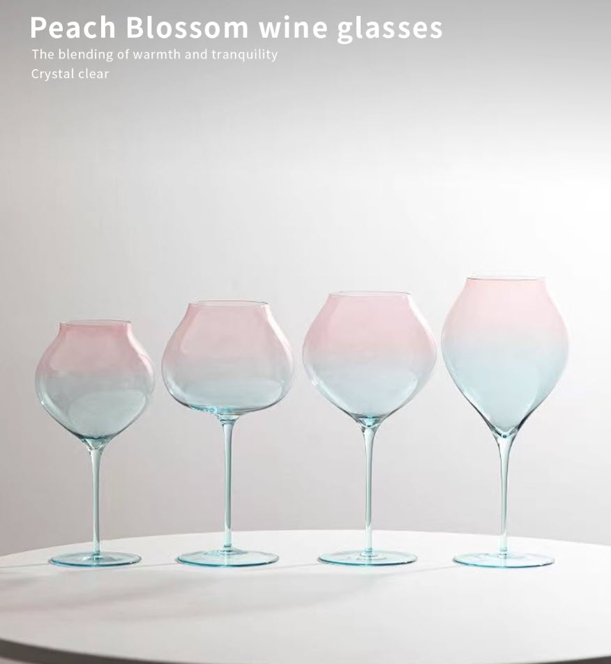 Ly vang pha lê mẫu Peach Blossom Gradient chế tác thủ công Vianasa VS56565