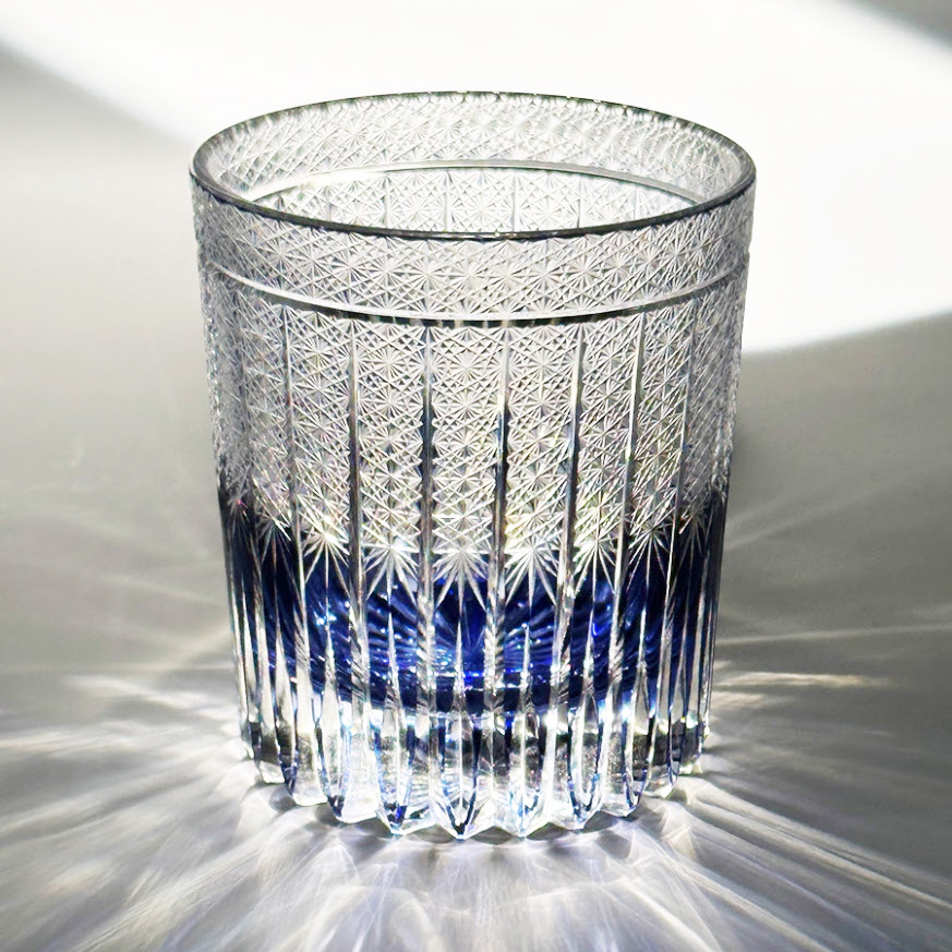 Ly wishky pha lê 260ml chế tác thủ công Edo Kiriko mẫu Purple Blame Vianasa VS38899